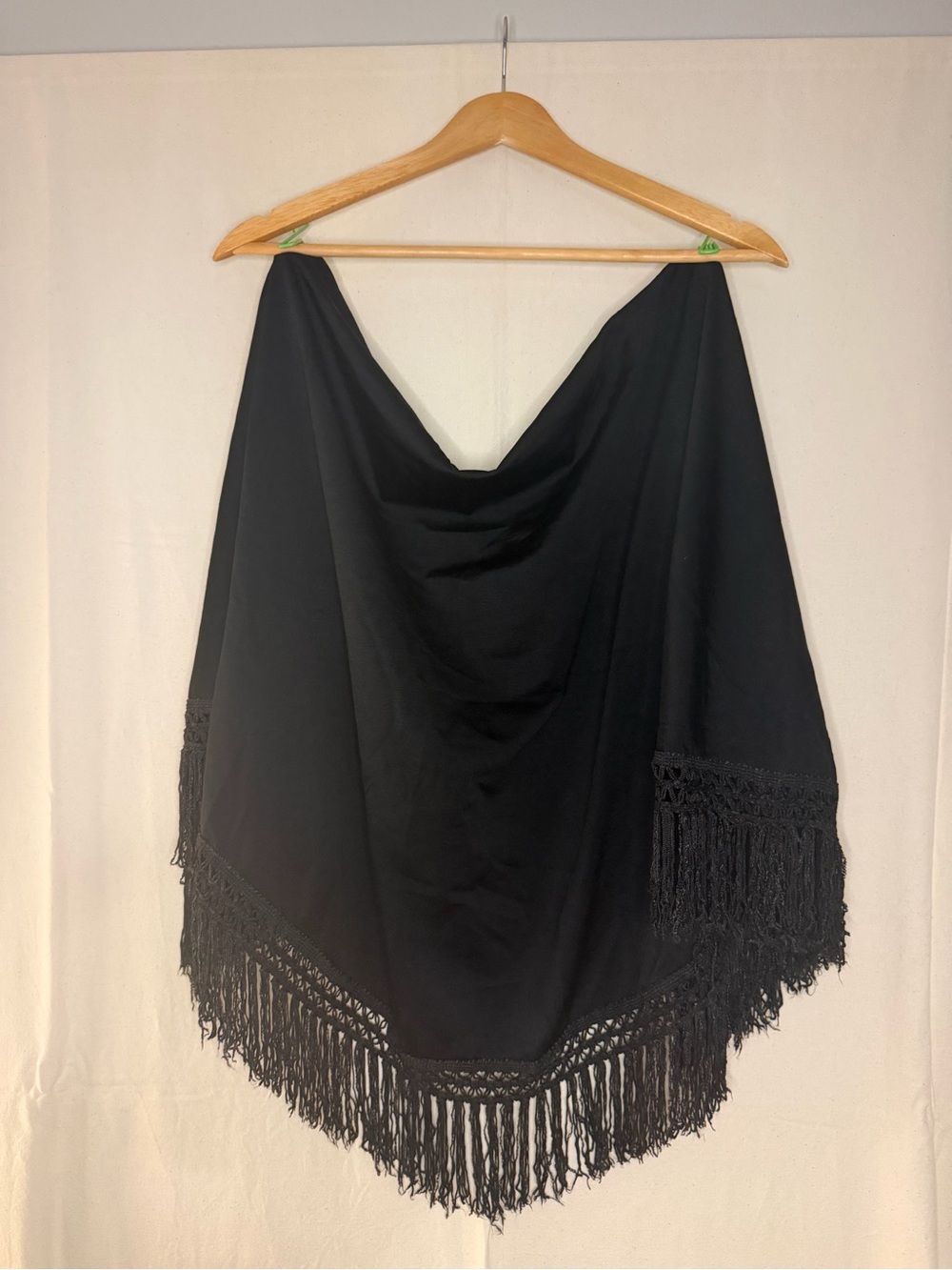 Classic Black Fringe Shawl Wrap - Women's Scarf